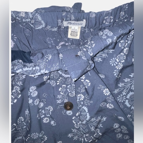 Madewell Womens Paperbag Waist Blue Floral Button Front Skirt Medium - Picture 3 of 5